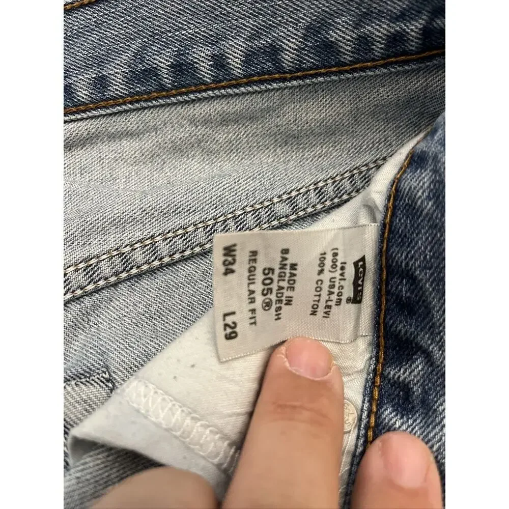 Levi Strauss & Co 505 Size 34x29 Blue Regular Straight Leg Denim Jeans‎ Older